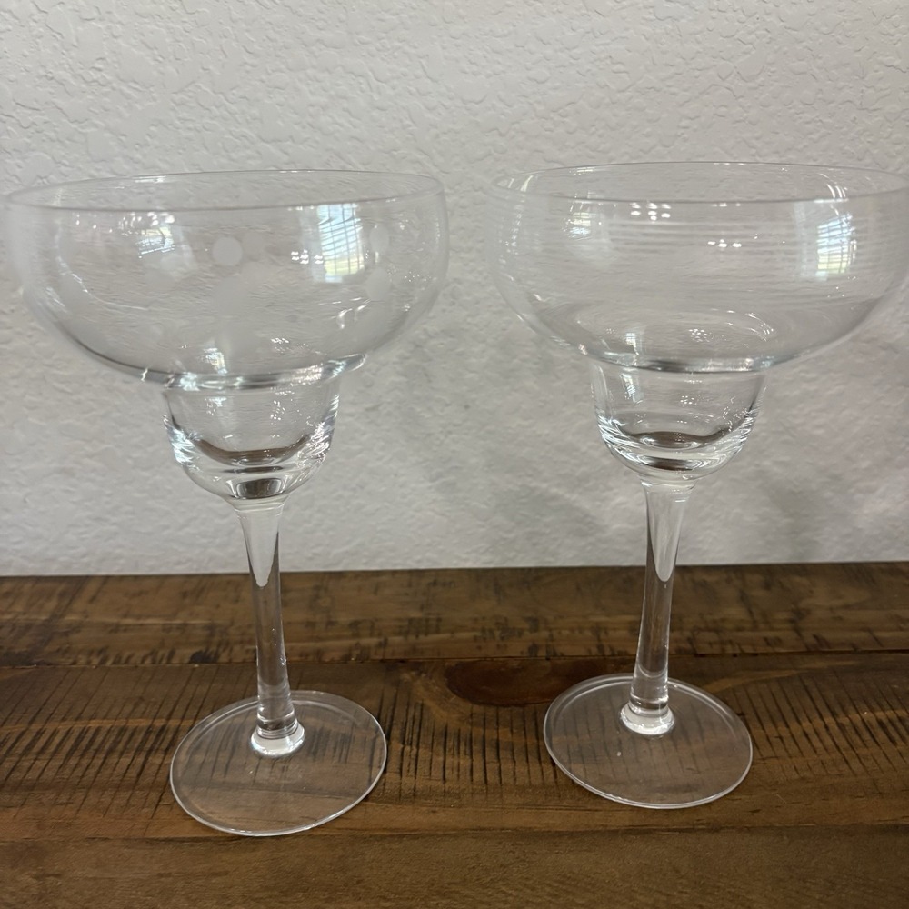 Margarita Glasses by Mikasa in Etched Pattern Cheers Set of 2 Stripes & Bubbles